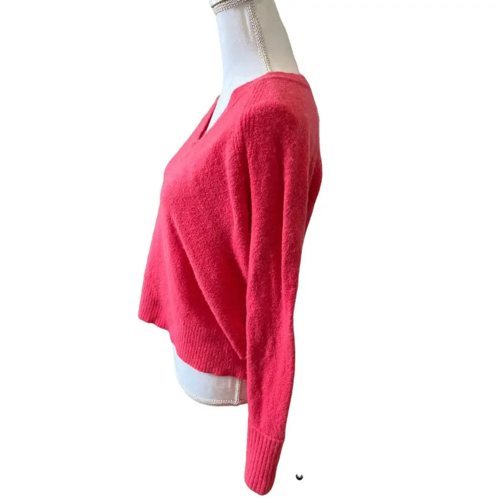 J Crew Boxy Oversized Wool Alpaca Blend V Neck Sweater Melon XS